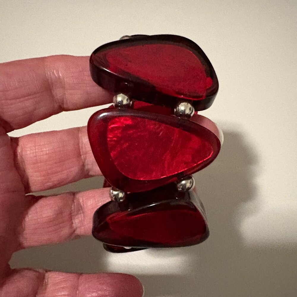 Red Foil Infused Bead Stretchy Bracelet